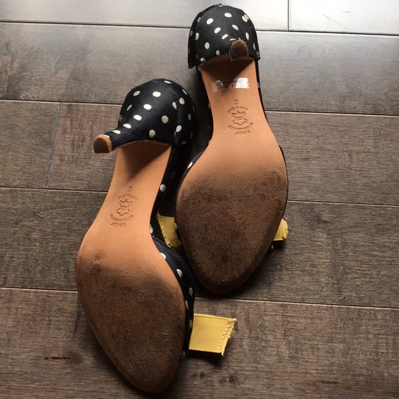 J Crew black/white dot silk peep toe size 6 - Picture 5 of 5
